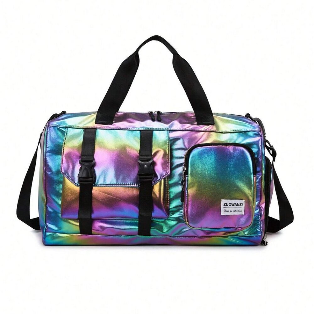 Rainbow Holographic Duffel Bag NEW dance sports gym travel weekender vacation